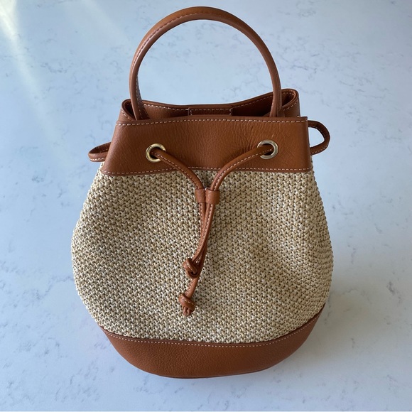 Talbots Handbags - Talbots Crochet Straw Drawstring Bag